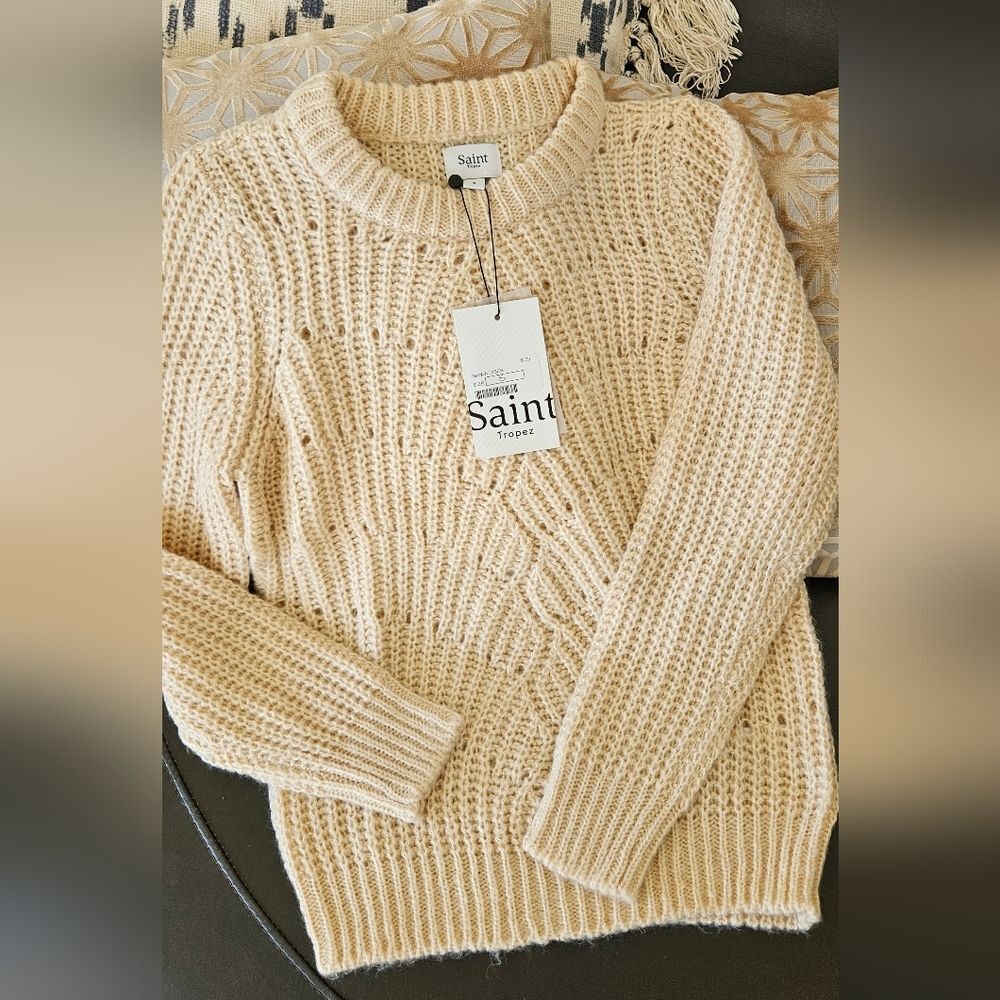 Saint Tropez Tan Chunky Knit Sweater Size Small Brand New With Tags